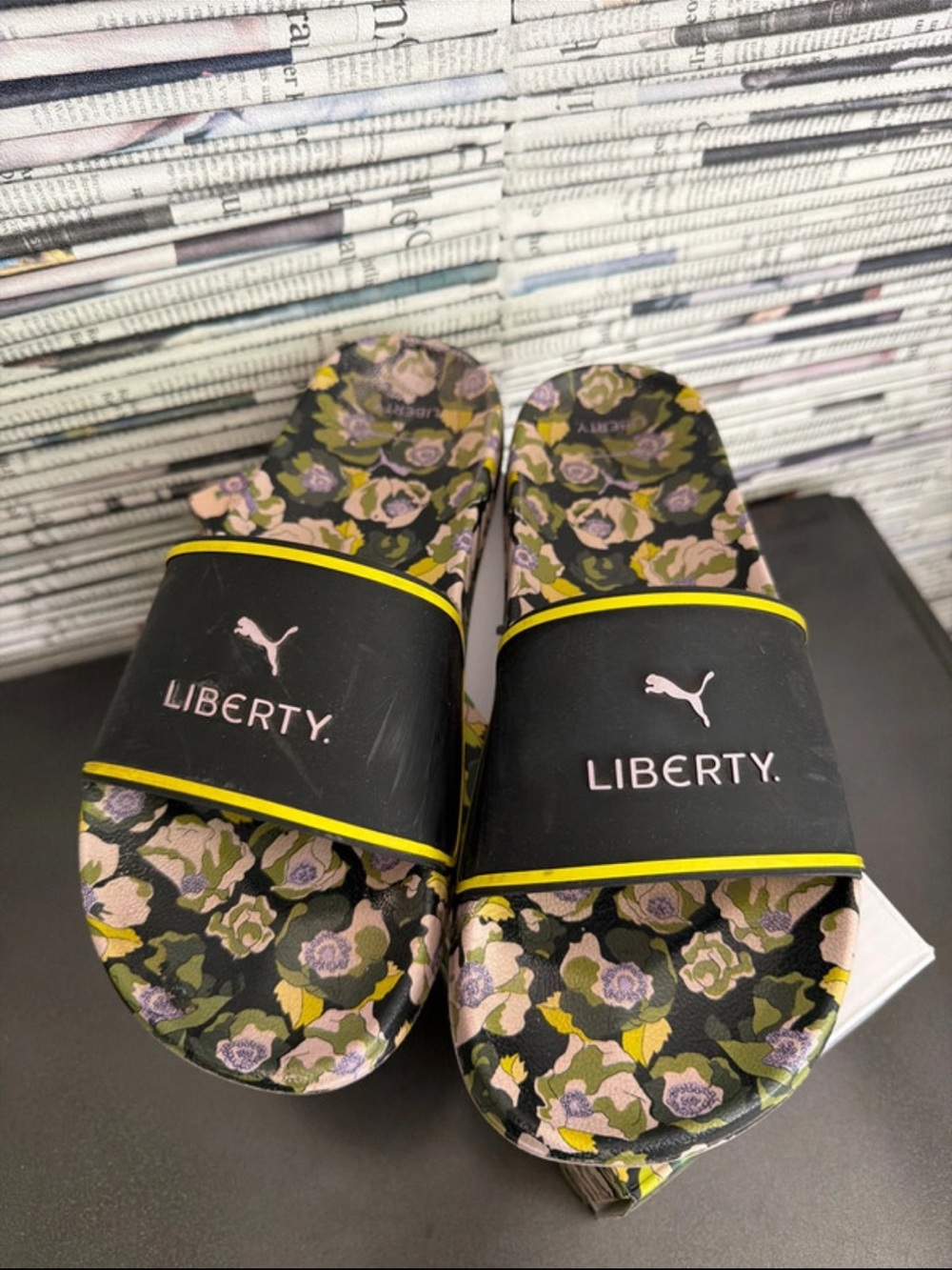 Puma Liberty Floral Slide Sandals - Black, Olive, Pink, Yellow